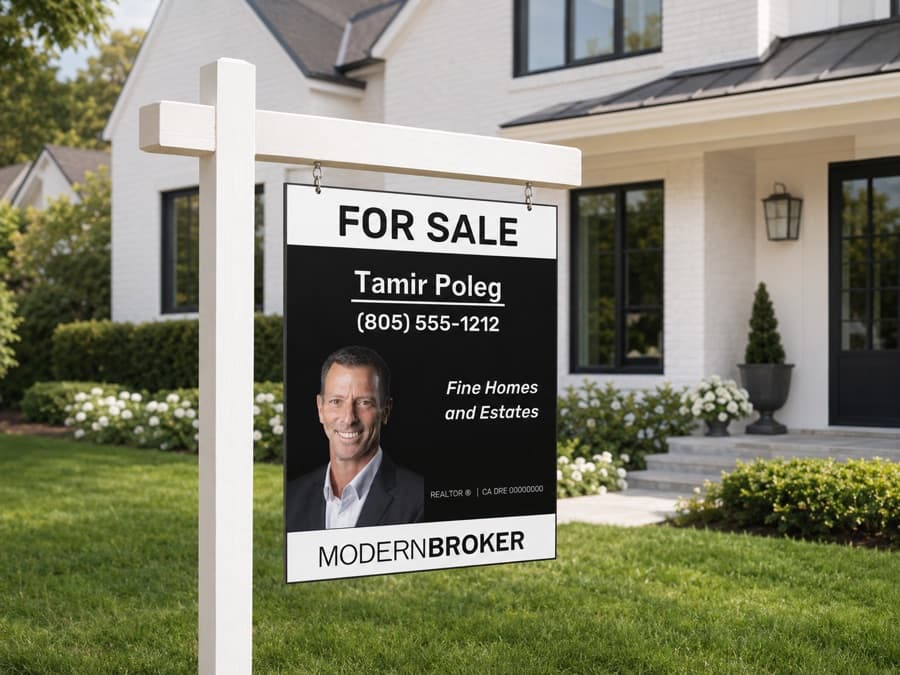 For Sale yard sign branded as Modern Broker