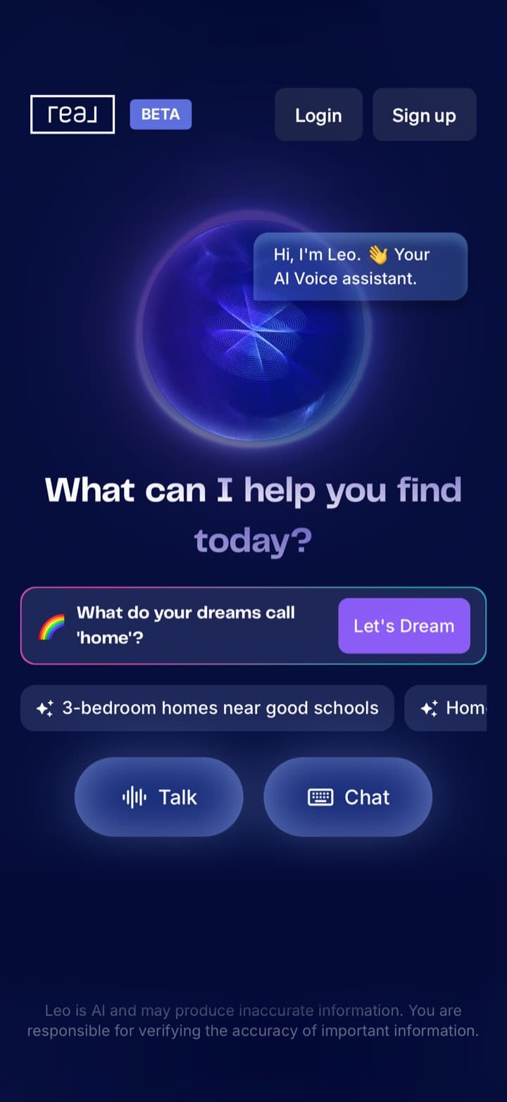Hey-Leo — Real's voice-first home search